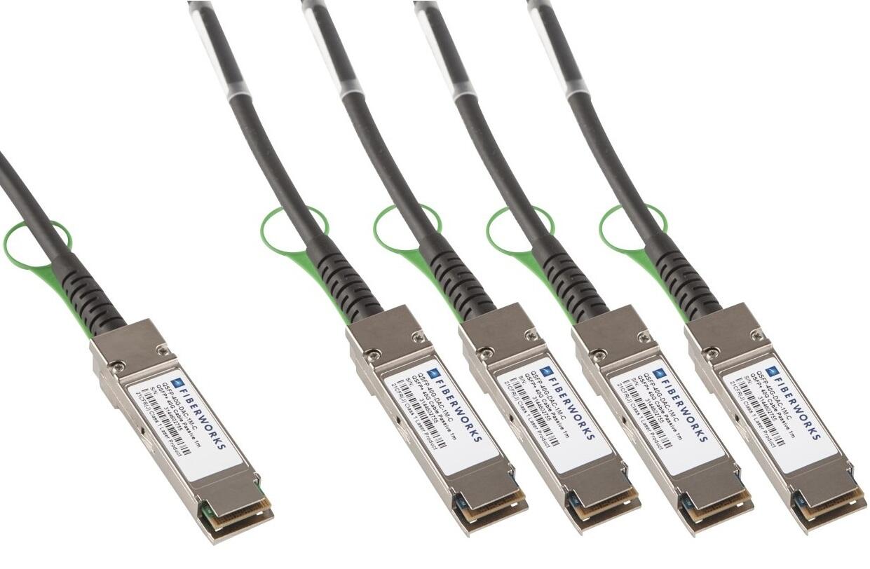 QDD-4QSFP56-DAC Fiberworks AS  QSFP-DD to 4 QSFP56 Twinax cable (DAC) 4x 100GBASE-CR4, Passive, DAC