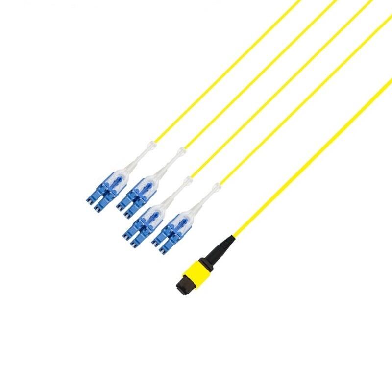 P-7A1-M3Y-MFb8LU-1.5 Fiberworks AS  Fout SM MPO/APC12(f)-8xLC/UPC pol B 1,5m 9/OS2 G.657.A1, Base-8, Gul, Elite