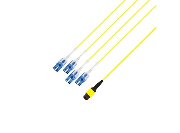 Fout SM MPO/APC12(m)-8xLC/UPC pol B 1.5m 9/OS2 G.657.A1, Base-8, Gul, Elite 