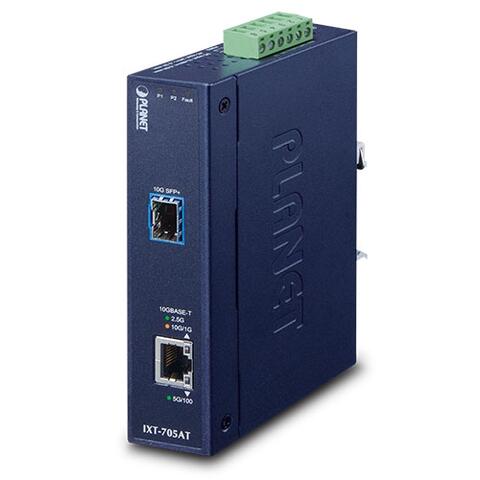 IXT-705AT Ind 10 Gigabit Media Converter SFP+ Port, 10G/5G/2.5G/1G/100M  RJ45