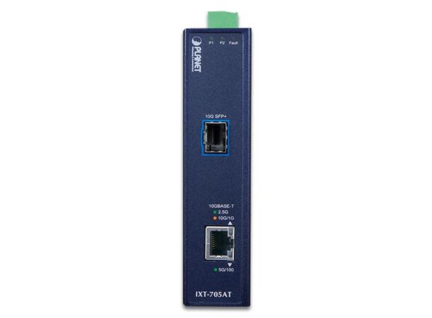 IXT-705AT Ind 10 Gigabit Media Converter SFP+ Port, 10G/5G/2.5G/1G/100M  RJ45 