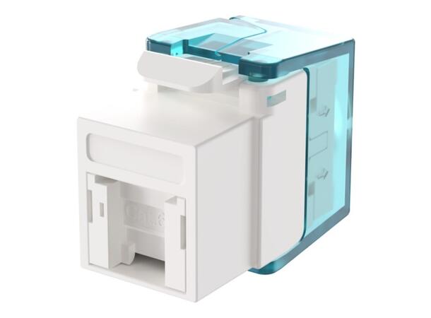 Keystone Jack RJ45 UTP Cat.6A/Klasse EA Uskjermet 180°, verktøyfri med lukker 