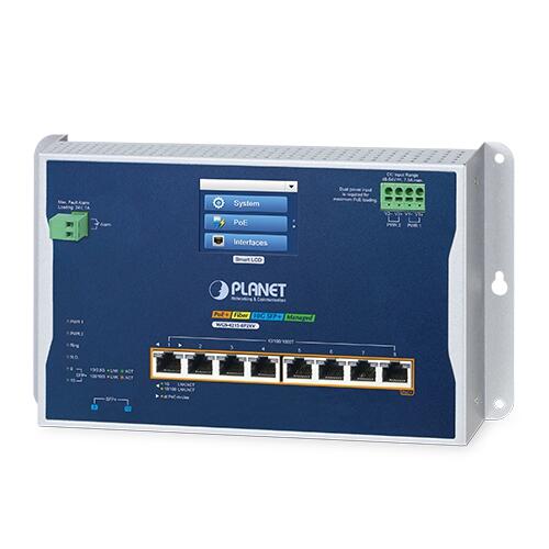PLN-WGS-4215-8P2XV PLANET WGS-4215-8P2XV PLANET L2+ 8x GE RJ45 802.3at PoE+ 2x 10G SFP+ wall-mount Ind. Switch w/LCD