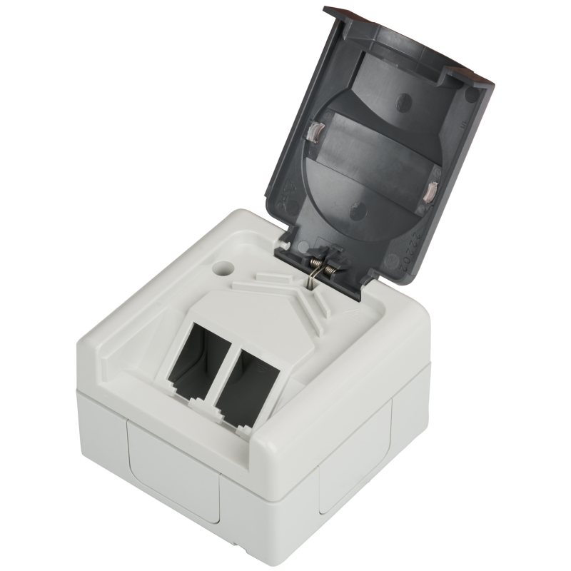 CU-VU-IP44-2KS Fiberworks AS ET-25020 Veggkontakt IP44 påvegg 2x Keystone UTP/STP, ekskl. keystone moduler