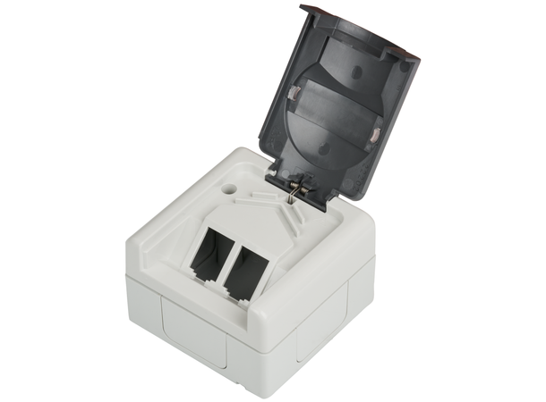 Veggkontakt IP44 påvegg 2x Keystone UTP/STP, ekskl. keystone moduler 