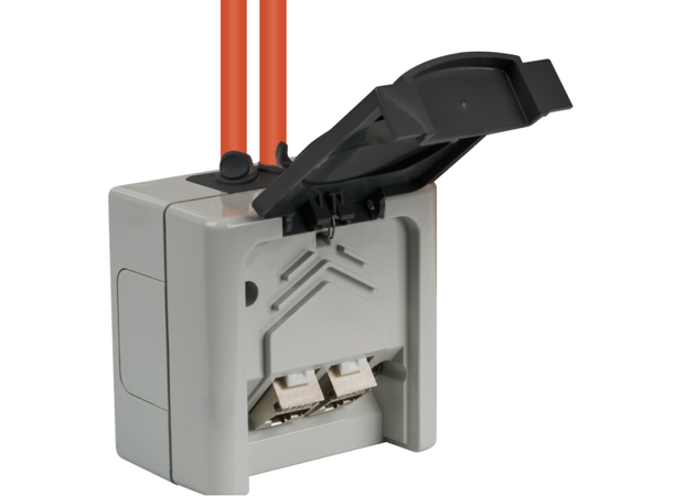 Veggkontakt IP44 påvegg 2x Keystone UTP/STP, ekskl. keystone moduler 