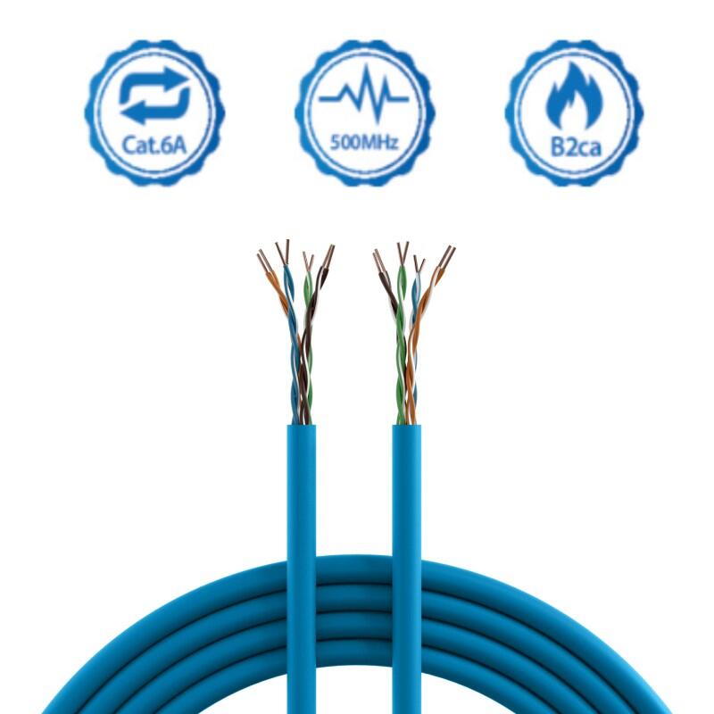 K-CAT6A-B-6.6mm-305m  4049759247782 Kabel Cat.6A U/UTP 500Mhz AWG23, Blå CPR: B2ca, 305m rull-i-boks