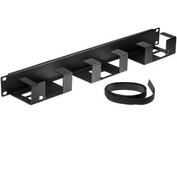 SP-FP-CABLEGUIDE-S1U Fiberworks AS  Kabelrenne 1U 19" sort, 6 bøyler Sort RAL9005, med borrelåsbånd