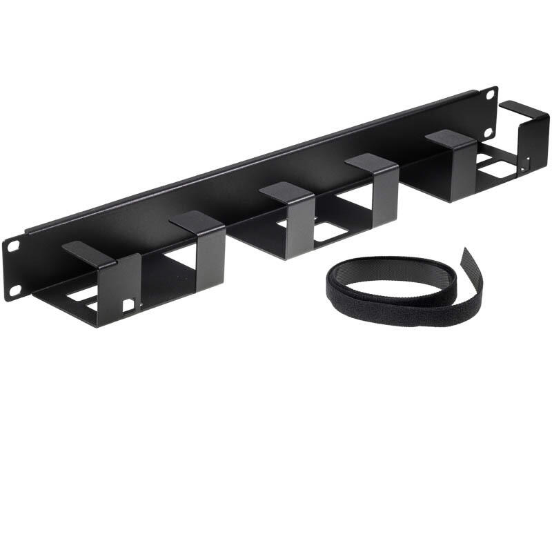 SP-FP-CABLEGUIDE-S1U Fiberworks AS  Kabelrenne 1U 19" sort, 6 bøyler Sort RAL9005, med borrelåsbånd
