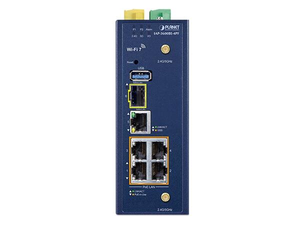 PLANET WiFi 7 Access Point / PoE+ switch 4x 1G PoE+, 1x 1G RJ45, 1x 2.5G SFP 