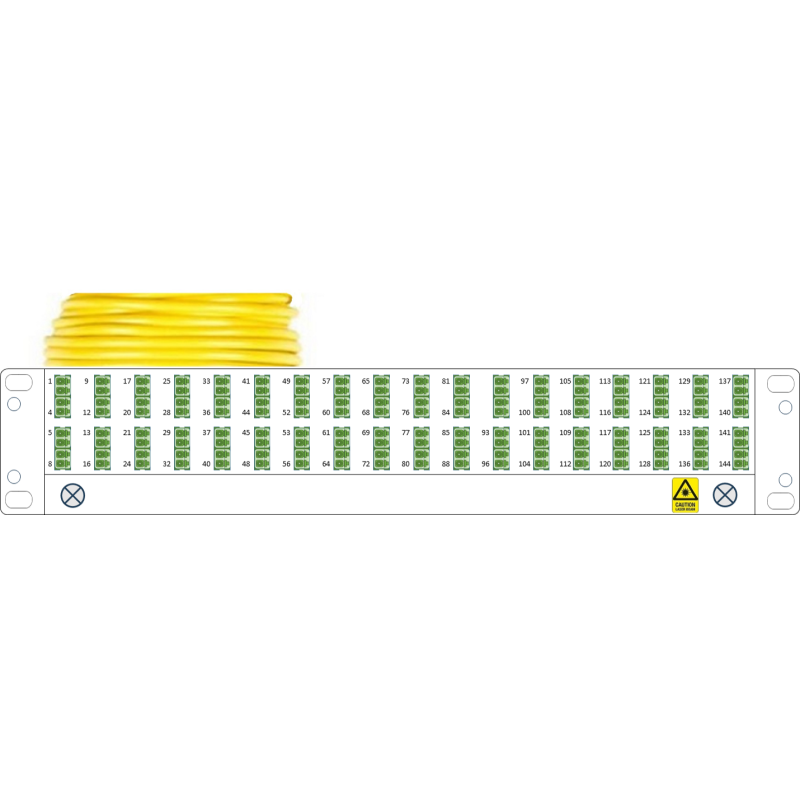 P20-144MS-LCA-LCA-xx Fiberworks AS  Panel preterm 2U G144 QXAI LCA-LCA xx m LC/APC i 2U panel, LC/APC ende B