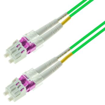P-OM4-D2G-LCP-LCP-03 Fiberworks AS  Snor MM DPX LC/PC-LC/PC 3 m 50/OM4 BIF 2x &#248;2mm Gr&#248;nn (Pantone 375C)
