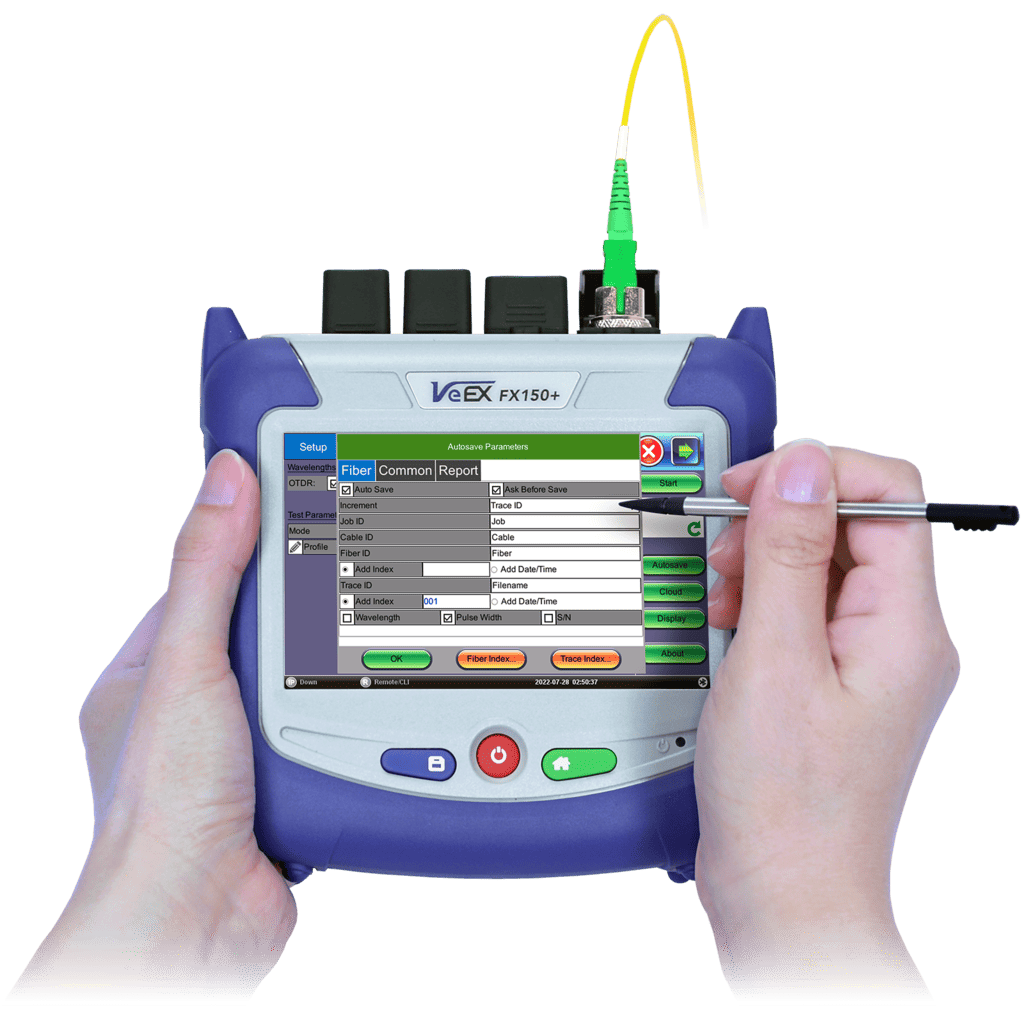 VX-FX150-SM3565-3 VeEX Z06-05-063P VeEX FX150+ OTDR 1310/1550//1650(F)nm 46/44//40dB PON Optimalisert OPM/OLS/VFL