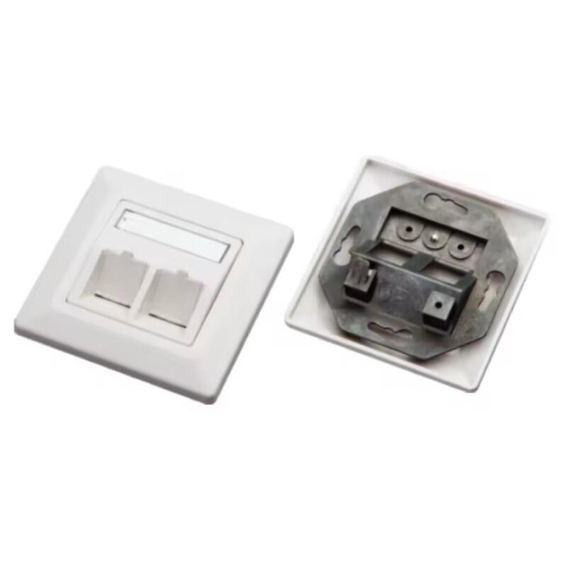 CU-VUV-2KS-UTP/STP Fiberworks AS  80# German Twin Port Faceplate ABS/Zink Alloy