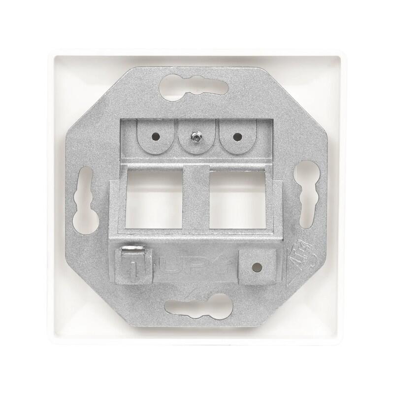 CU-VUV-2KS-UTP/STP Fiberworks AS  80# German Twin Port Faceplate ABS/Zink Alloy
