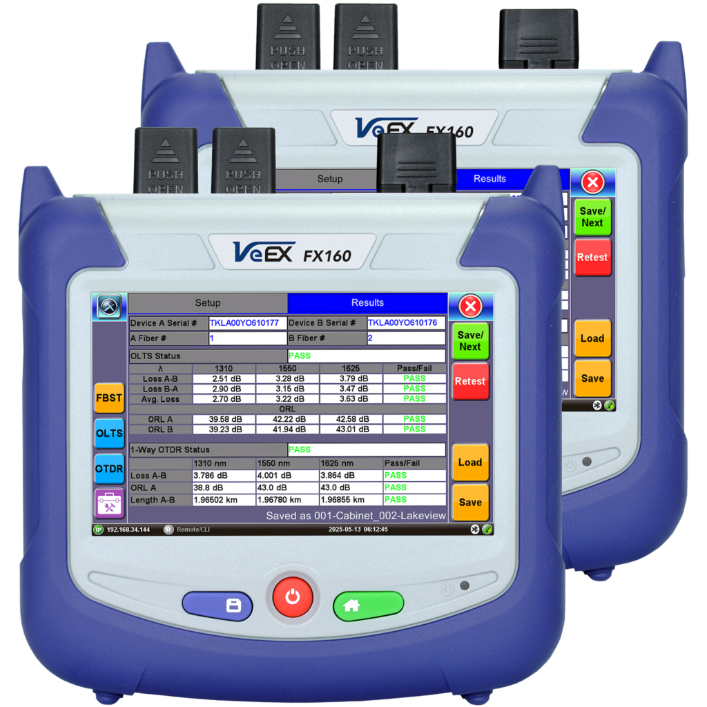 VX-FX160-SM35-1 VeEX Z06-05-104P FX160 - Automatisert Bi-Di OLTS &amp; OTDR 1310/1550nm 42/41dB