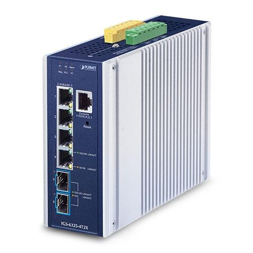 PLN-IGS-6325-4T2X PLANET IGS-6325-4T2X PLANET 4x 2.5G RJ45, 2x 1G/2.5G/10G SFP+ Managed L3 Industrial Switch, DIN