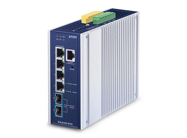 PLANET 4x 2.5G RJ45, 2x 1G/2.5G/10G SFP+ Managed L3 Industrial Switch, DIN 