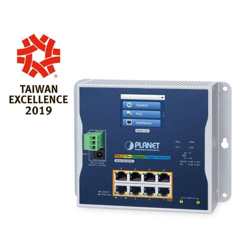 PLN-WGS-5225-8P2SV PLANET WGS-5225-8P2SV PLANET L2+ 8x GE RJ45 802.3at PoE+ 2x 2.G SFP wall-mount Ind. Switch w/LCD