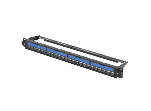 Panel 1U 24 port STP/UTP Keystone Black, empty 