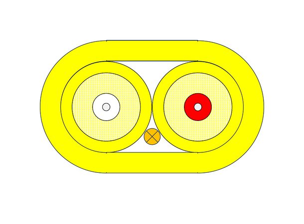 Snor SM DPX Forsterket LC/UPC-SC/APC x m 9/OS2 G.657.A1 3x5mm Gul 
