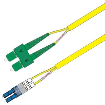 P-SM9-D5Y-LCU-SCA-xx Fiberworks AS  Snor SM DPX Forsterket LC/UPC-SC/APC x m 9/OS2 G.657.A1 3x5mm Gul
