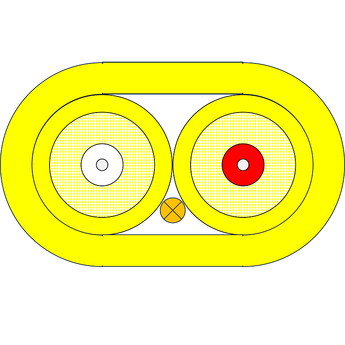 P-SM9-D5Y-LCU-E2U-xx Fiberworks AS  Snor SM DX Forsterk LC/UPC-E2000/UPC x m 9/OS2 G.657.A1 3x5mm Gul