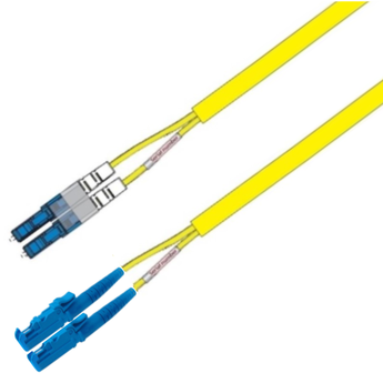 P-SM9-D5Y-LCU-E2U-xx Fiberworks AS  Snor SM DX Forsterk LC/UPC-E2000/UPC x m 9/OS2 G.657.A1 3x5mm Gul