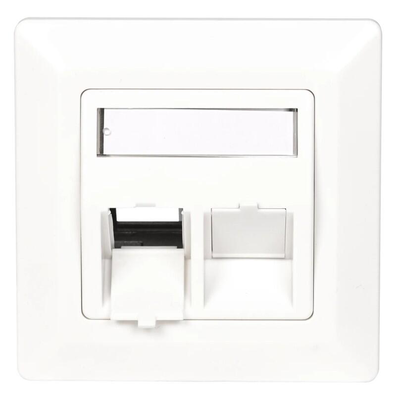 CU-VUV-2KS-UTP/STP Fiberworks AS  Vegguttak skr&#229; UTP/STP 2xRJ45 Keystone Med lukker, for STP/UTP modul