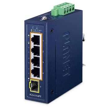 MC-PLANET-IGS-514PT PLANET IGS-514PT IGS-514PT DC IP30 PoE GigEthernet Switch 1x SFP,4x PoE RJ45, 48-54V DC, ind.temp.