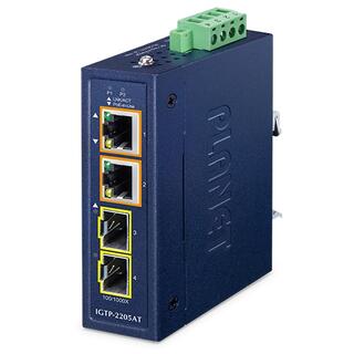 IGTP-2205AT Industrial GigE Media Conv. PoE+ 802.3at, 2xRJ45 og 2xSFP