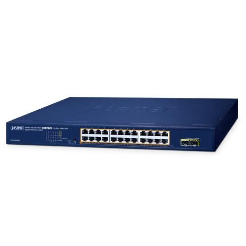 PLN-GSW-2620HP PLANET GSW-2620HP PLANET 24x GE RJ45 PoE+, 2x GE RJ45 Unmanaged Ethernet Switch