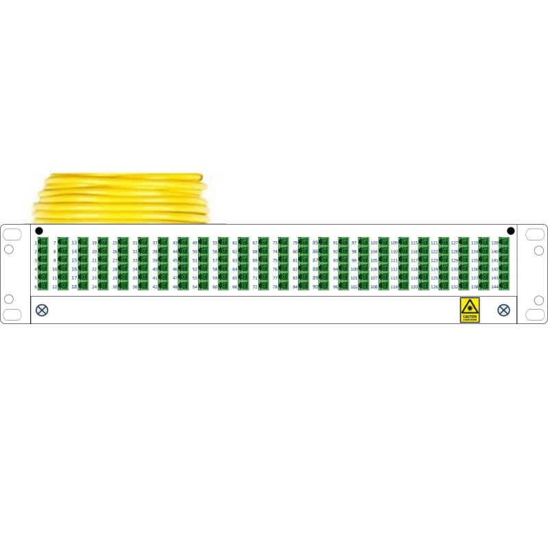 P20-144MS-LCA-PIG-44 Fiberworks AS  Panel preterm 2U G144 QXAI LCA-PIG 44 m LC/APC i 2U panel, åpen ende B