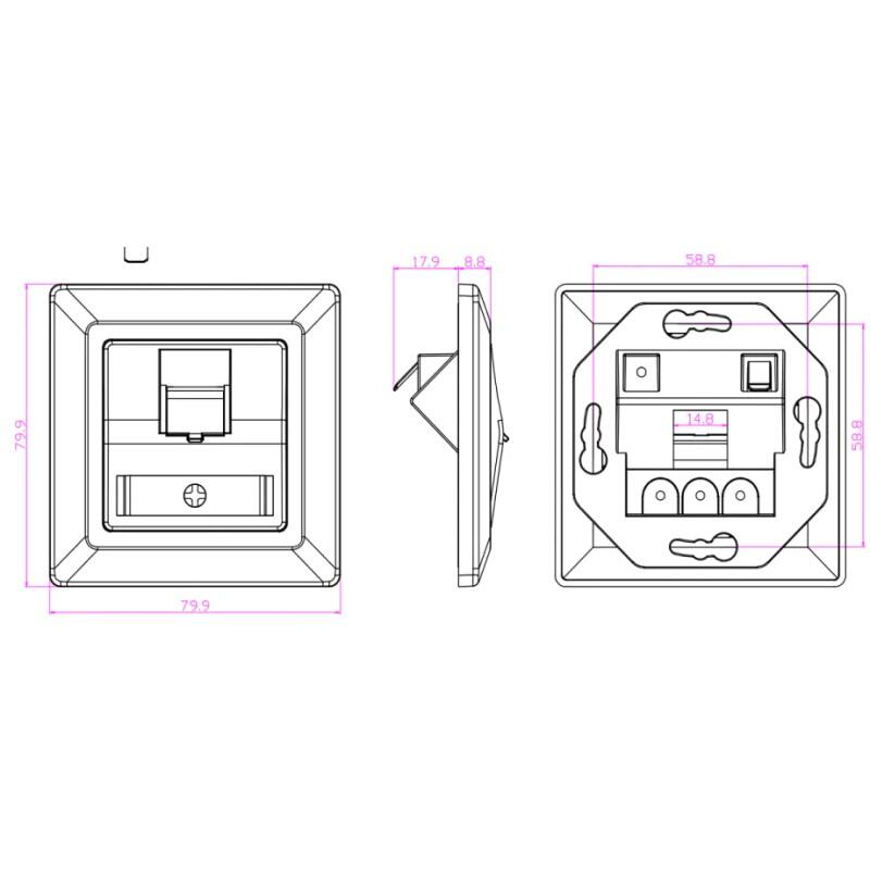 CU-VUV-1KS-UTP/STP Fiberworks AS  80# German Single Port Faceplate ABS/Zink Alloy