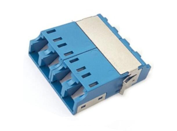 Adapter SM LC-QUAD Blue with shutter Flangeless slimp. metal clip, Zr. sleeve 