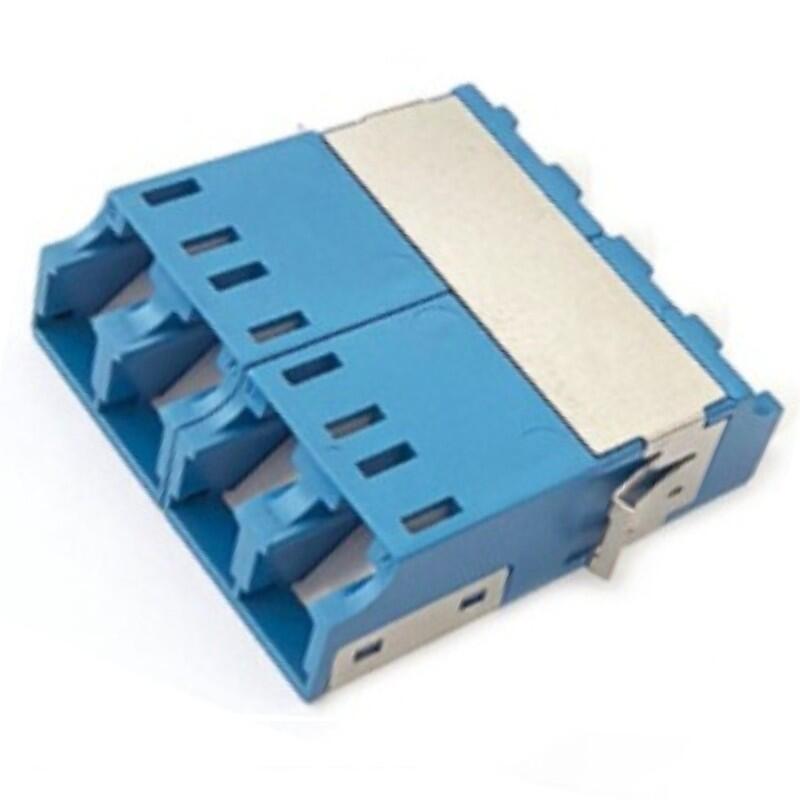 ADA-LCQUADBLUELK/FL Fiberworks AS  Adapter SM LC-QUAD slimpack med lukker Uten flens, metall klips, keramisk hylse