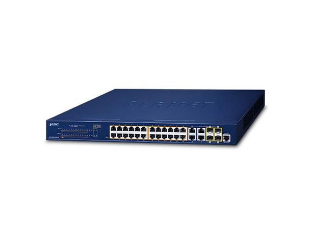 PLANET 24x GigE PoE+ RJ45, 4x 1G TP/SFP Gigabit managed Ethernet Switch, AC 