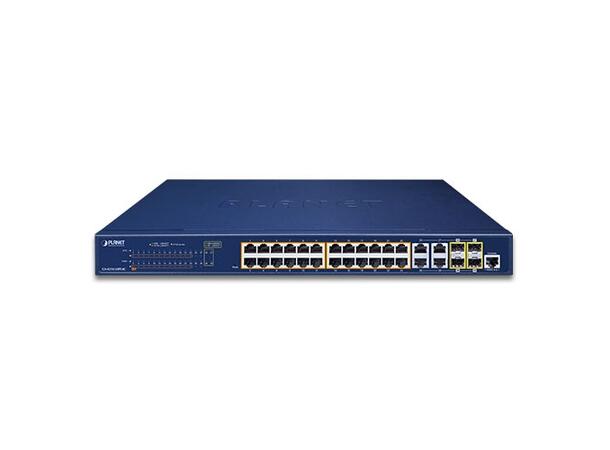 PLANET 24x GigE PoE+ RJ45, 4x 1G TP/SFP Gigabit managed Ethernet Switch, AC 