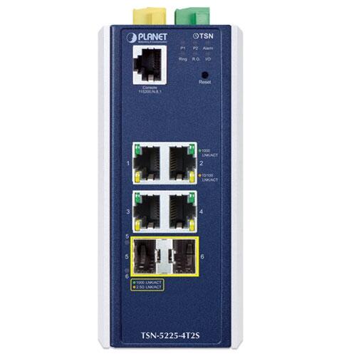 PLN-TSN-5225-4T2S PLANET TSN-5225-4T2S PLANET L2+ 4x GE RJ45, 2x 1G/2.5G SFP 9-48V DC, Managed TSN Ethernet Switch