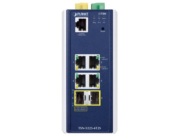 PLANET L2+ 4x GE RJ45, 2x 1G/2.5G SFP 9-48V DC, Managed TSN Ethernet Switch 
