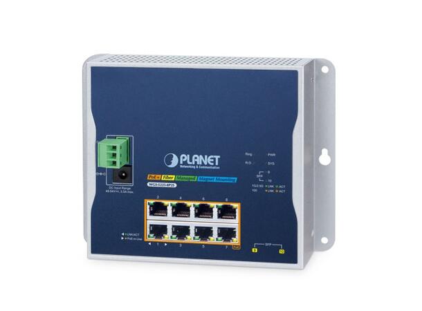 PLANET L2+ 8x GE RJ45 802.3at PoE+ 2x 2.G SFP wall-mount Industrial Switch 