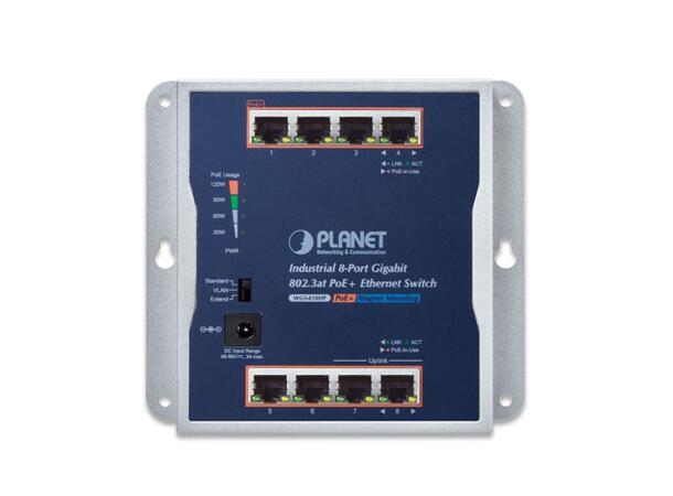 PLANET L2+ 8x GE RJ45 802.3at PoE+ Wall-mount Industrial Switch 