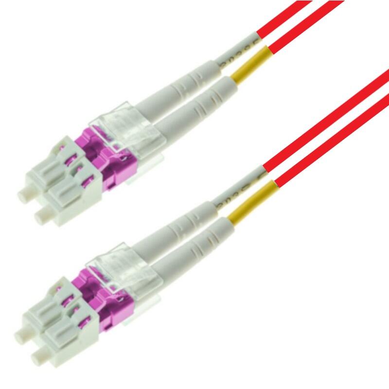P-OM4-D2R-LCP-LCP-05 Fiberworks AS  Snor MM DPX LC/PC-LC/PC 5 m 50/OM4 BIF 2x &#248;2mm R&#248;d (Pantone 179C)