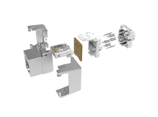 Keystone Jack RJ45 STP Cat.6A/Klasse Ea Skjermet 180°, verktøyfri med lukker 