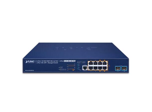 PLANET L3 8x 100M/1G/2.5G 802.3at PoE+ 2x 10G SFP+, Managed Multigigabit Switch 
