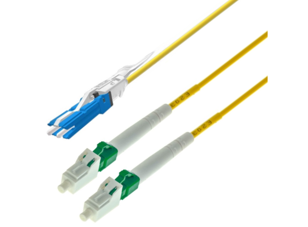 Snor SM CS/UPC-2x LC/APC, 2 m 9/OS2 G.657.A2  ø2,0mm, IEC-B, Gul 