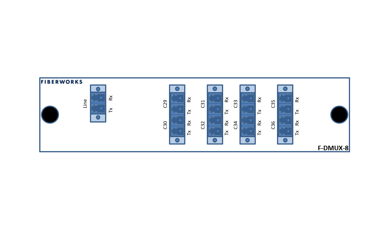 F-DMUX-8-LL-2936-LU Fiberworks AS  Fiberworks 8 ch. DWDM Mux+Demux Low Loss ITU ch. C29-C36, 100 GHz, LC/UPC