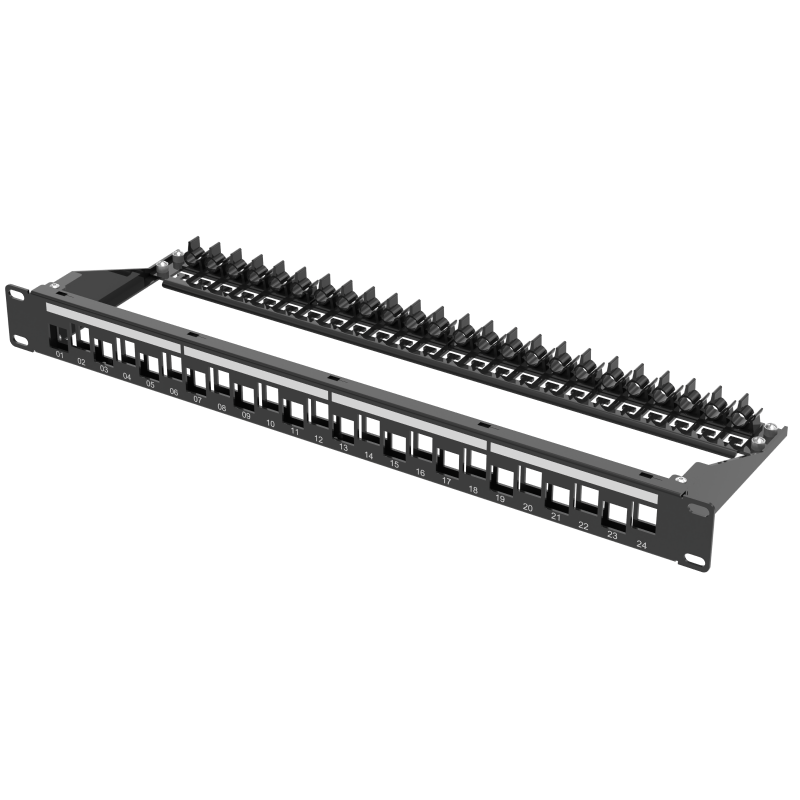 CU-1UKS-STP-S24AN Fiberworks AS  Panel 1U 24 port STP/UTP Keystone Black,"off-set" ports, empty