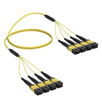 P-A1-M9Y-4M1FbM1F-xx Fiberworks AS  Trunk SM 4xMPO12/APC Hunn-Hunn Pol B x m 9/OS2 G.657.A1, 4x Base-12, Gul,  Elite