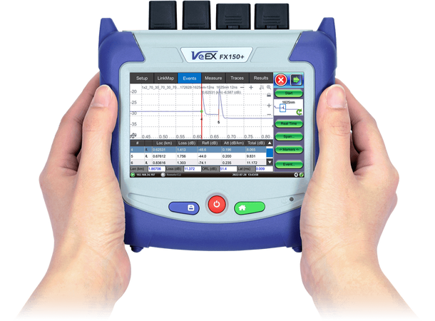VeEX FX150+ OTDR 1310/1550//1650(F)nm 43/41//39dB PON Optimalisert OPM/OLS/VFL 